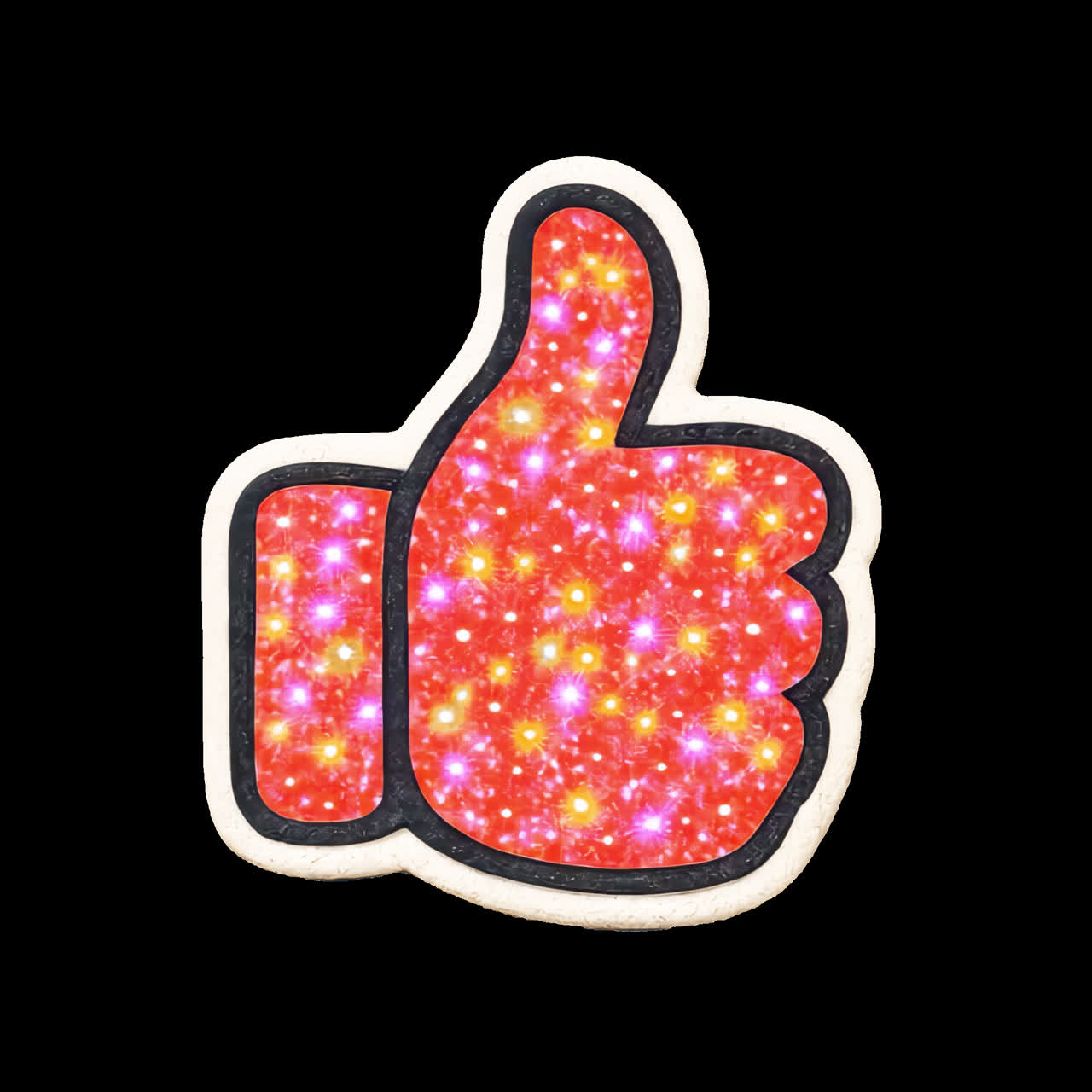 Sparkling thumbs-up sticker design animation isolated asset, transparent 4K video, alpha channel