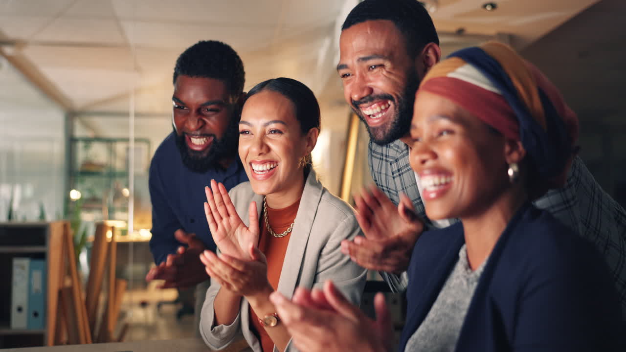 Business people, teamwork applause