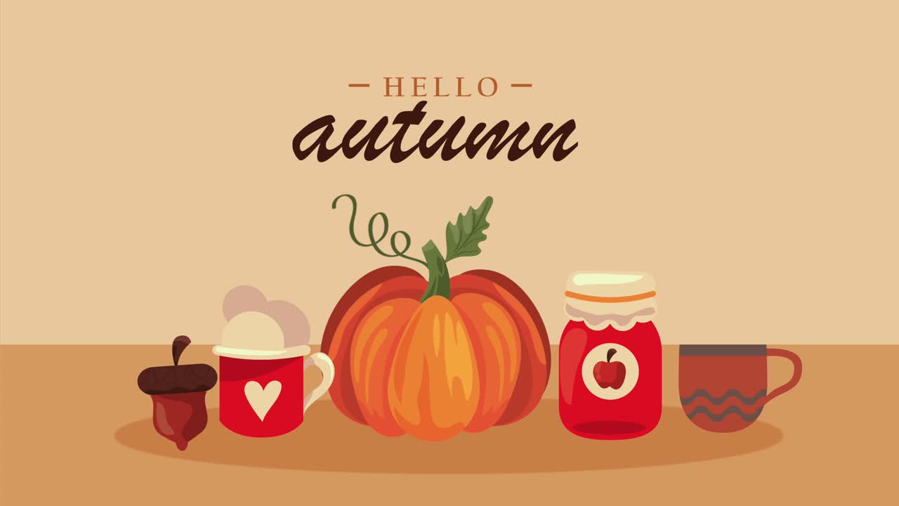 hello autumn lettering with