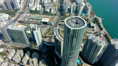 Aerial-view-over-Shenzhen-coastline-on-a-beautiful-clear-day