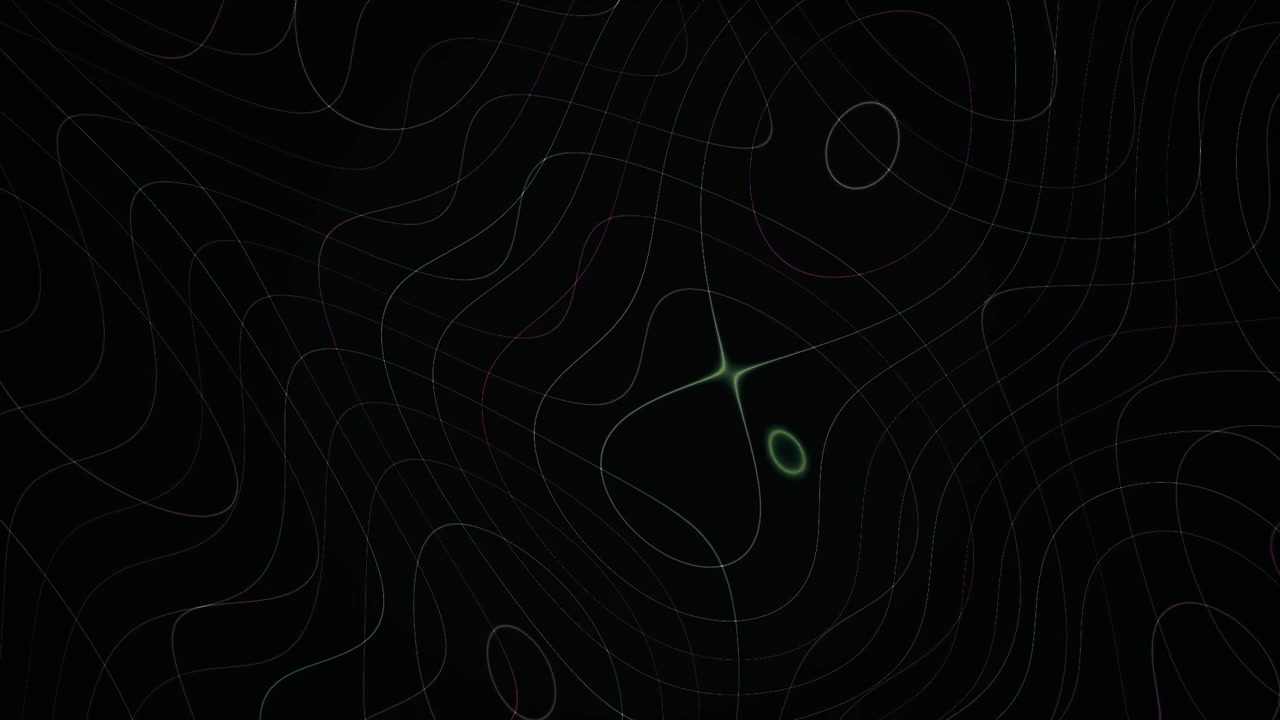 Abstract Glowing Neon Contour Lines Moving on Black Background
