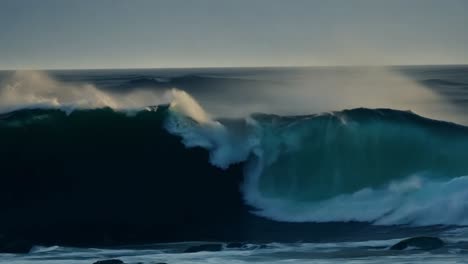 powerful ocean waves crashing on coastline