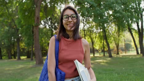 happy student in park