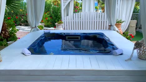 beautiful outdoor pool in spa and health area, crete, greece