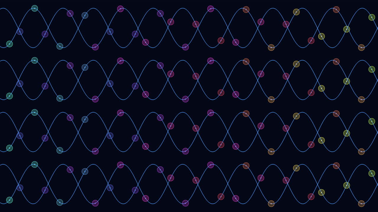 patrón de ondas con puntos de neón en degradado negro 1