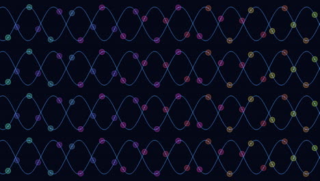 waves pattern with neon dots on black gradient 1