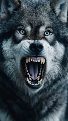 gray wolf showing teeth and growling