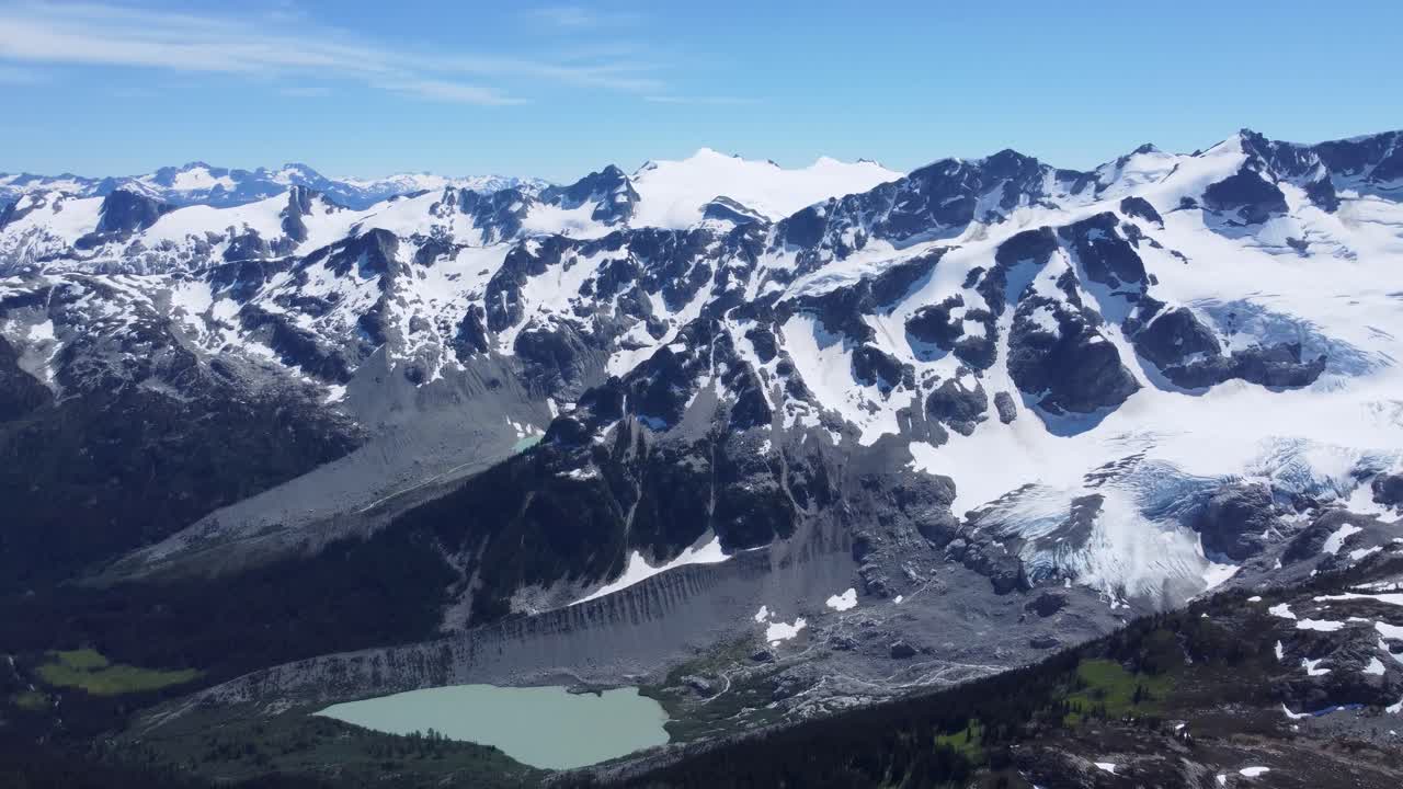 호수 가 있는 눈 이  ⁇ 인 산악 풍경 - 드론 패닝  ⁇  4k