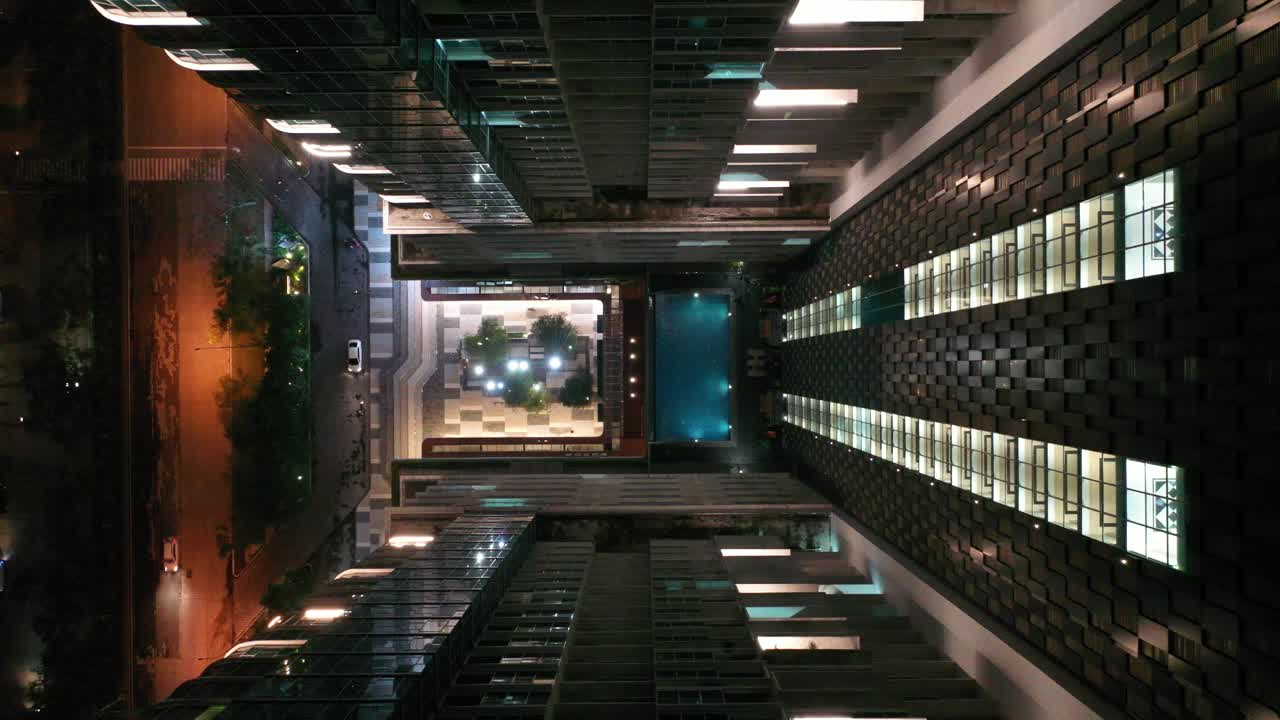 야간 에 주거 단지 의 공중 사진