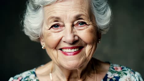 a portrait of an elderly woman smiling.