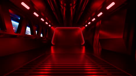 red-lit futuristic corridor