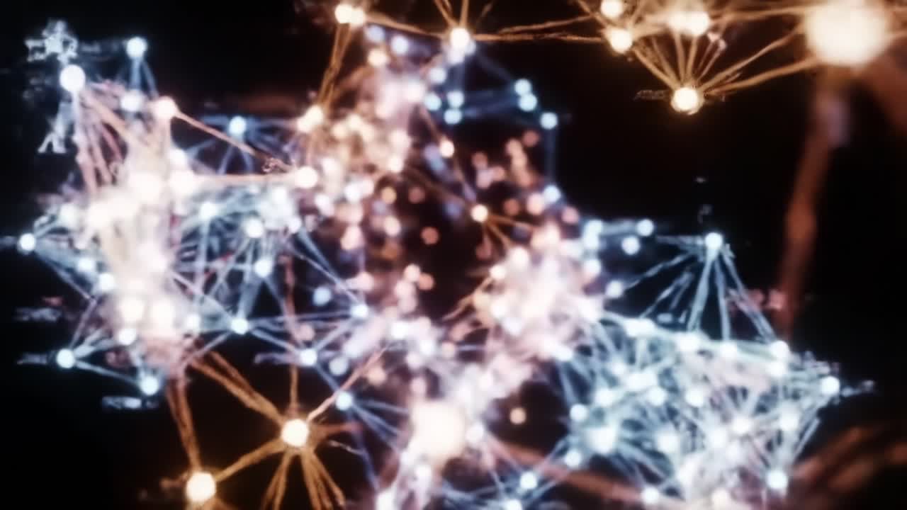 Exploration of Intricate Digital Networks: A Visual Journey Through Connections Unveiled by Light and Color in Abstract Formations