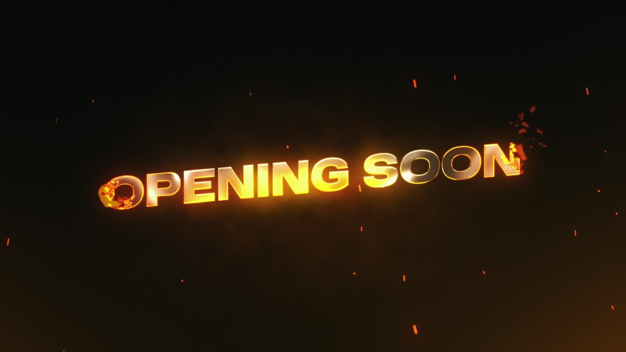 Dynamic Opening Soon Title with Fire and Embers