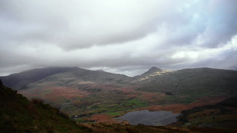 A-timelapse-of-the-Moelwyn-Mountains-near-Tanygrisiau,-North-Wales,-UK