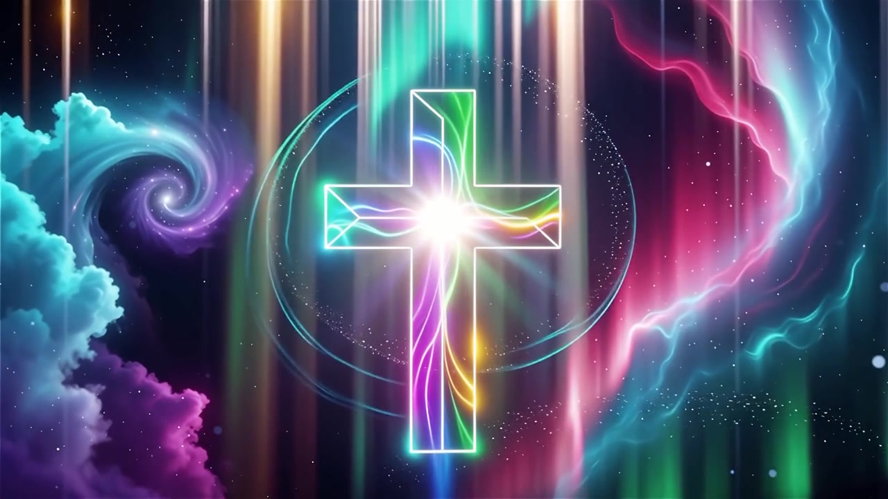 Christian Cross Heavenly Light Worship Background
