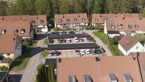 private apartment buildings in norrkoping, aerial side flying view