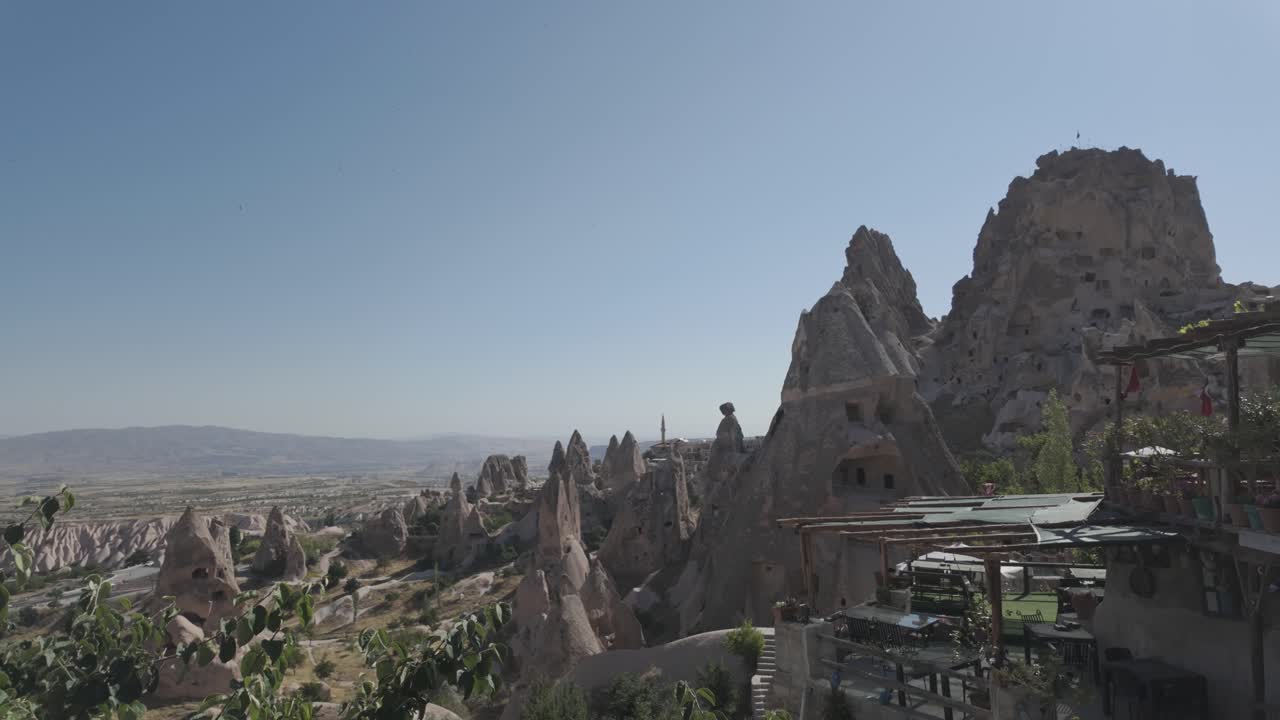 Stunning View of Uchisar Castle and Pigeon Valley from a Terrace in Cappadocia