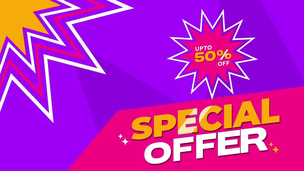 Vivace banner animato "Offerta Speciale" con sconto del 50%