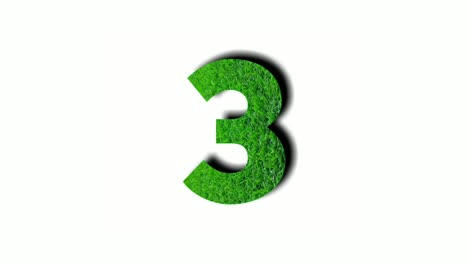 Number-3-three-Animation-motion-graphics-with-green-grass-texture-on-white-background-for-video-elements-natural-concept-numbers