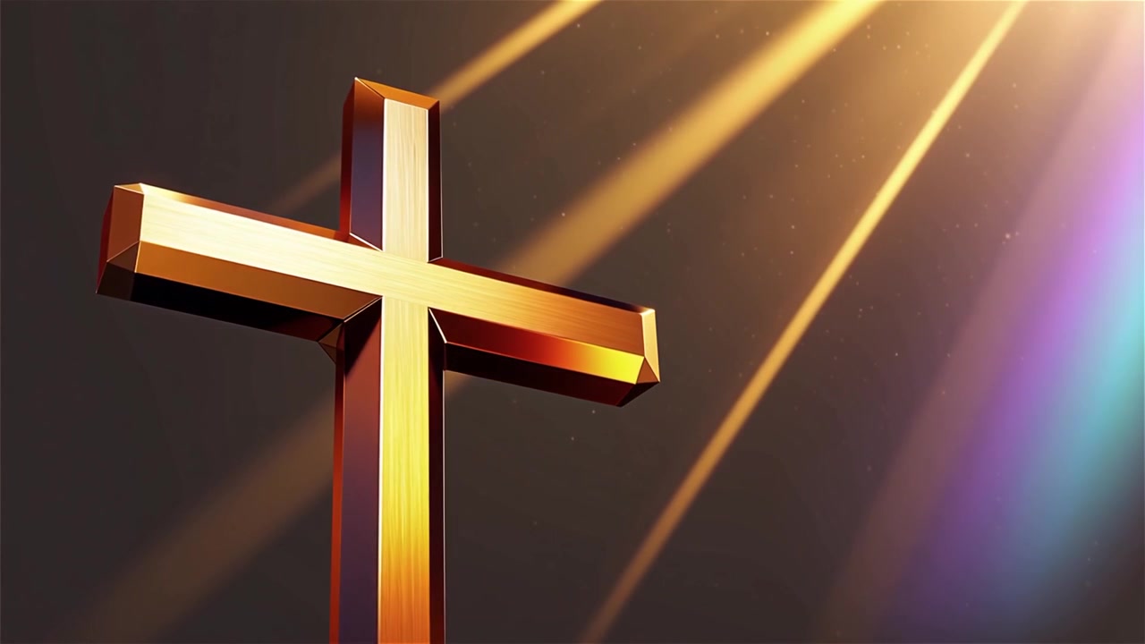Croce Cristiana Luce Celestiale Sfondo per il Culto.