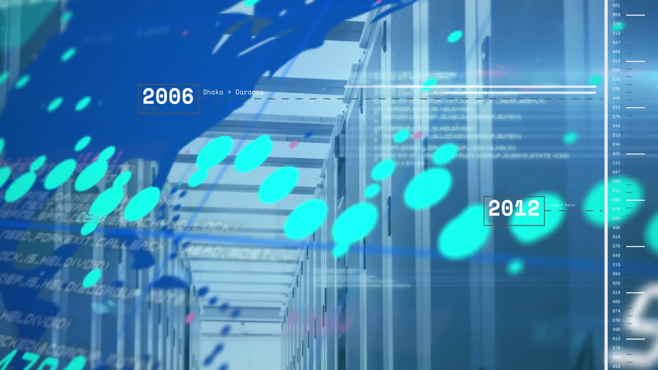 컴퓨터 서버를 통해 데이터 처리의 애니메이션