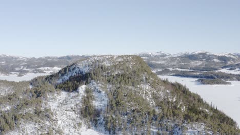 Dichte-Kiefern-über-Den-Bergen-Während-Der-Verschneiten-Wintersaison