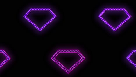 patrón de diamantes de color púrpura pulsante con luz de neón en estilo casino