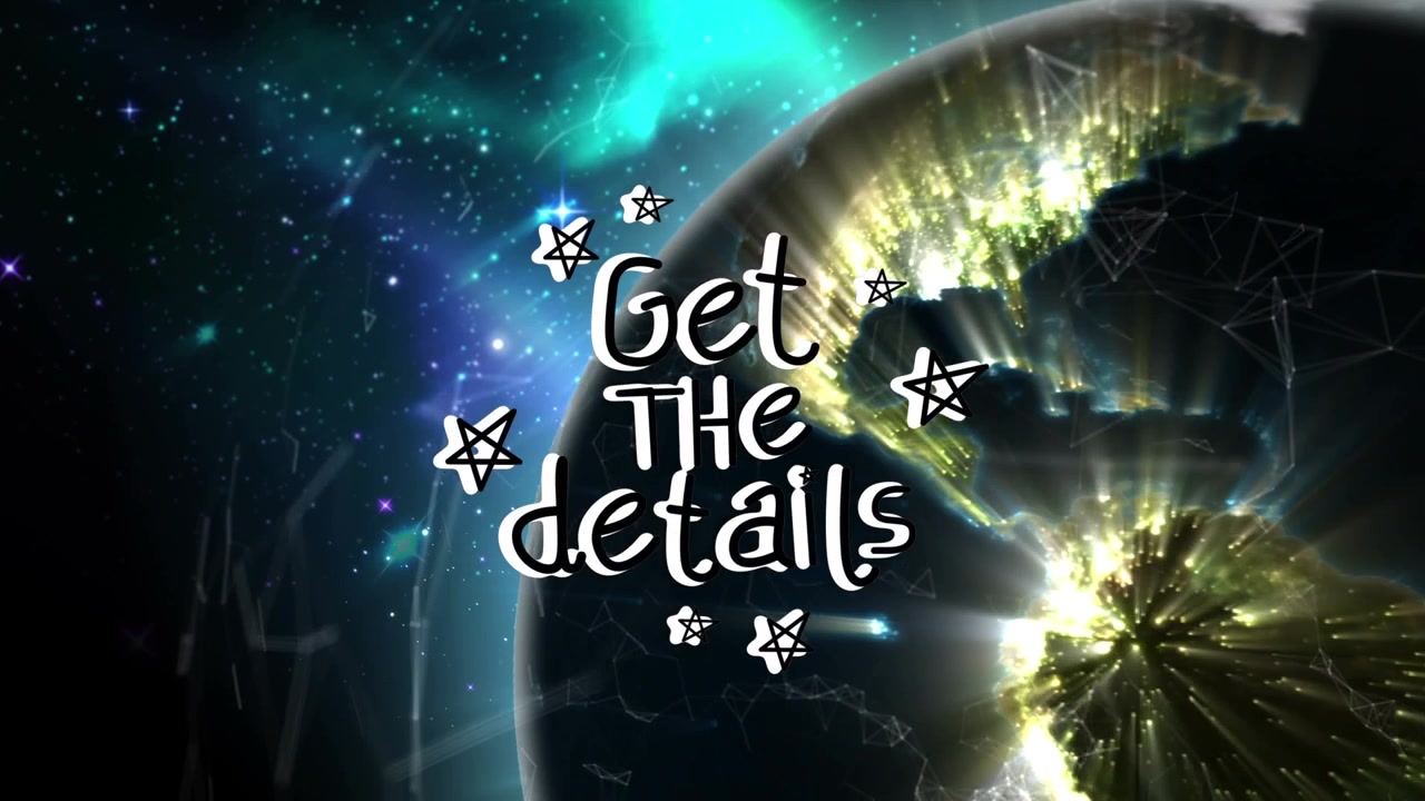 Animation einer digitalen Erdkugel mit dem Text-Overlay 'Details ansehen'.