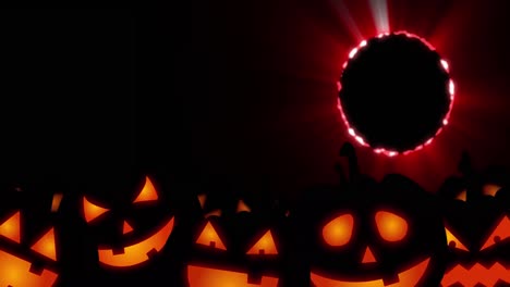 Animations-of-red-shapes-and-pumpkins-over-black-background