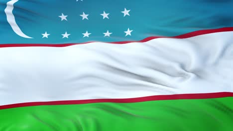 bandera de uzbekistán ondeando en el viento con una textura de tela muy detallada. bucle sin costuras