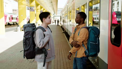 friends taking the train