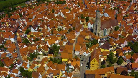 aerial view of old town of the city nördlingen in germany