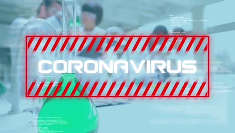 Das-Wort-„Coronavirus“-Steht-über-Wissenschaftlern,-Die-Im-Hintergrund-Arbeiten