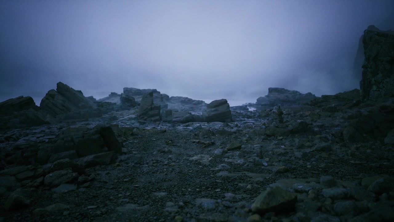 Before sunrise crested rocks with moving sea tide setting for exploration