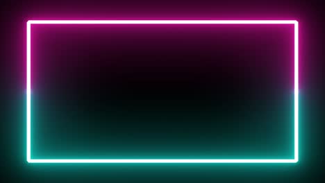 flickering neon rectangle frame sign isolated black background.