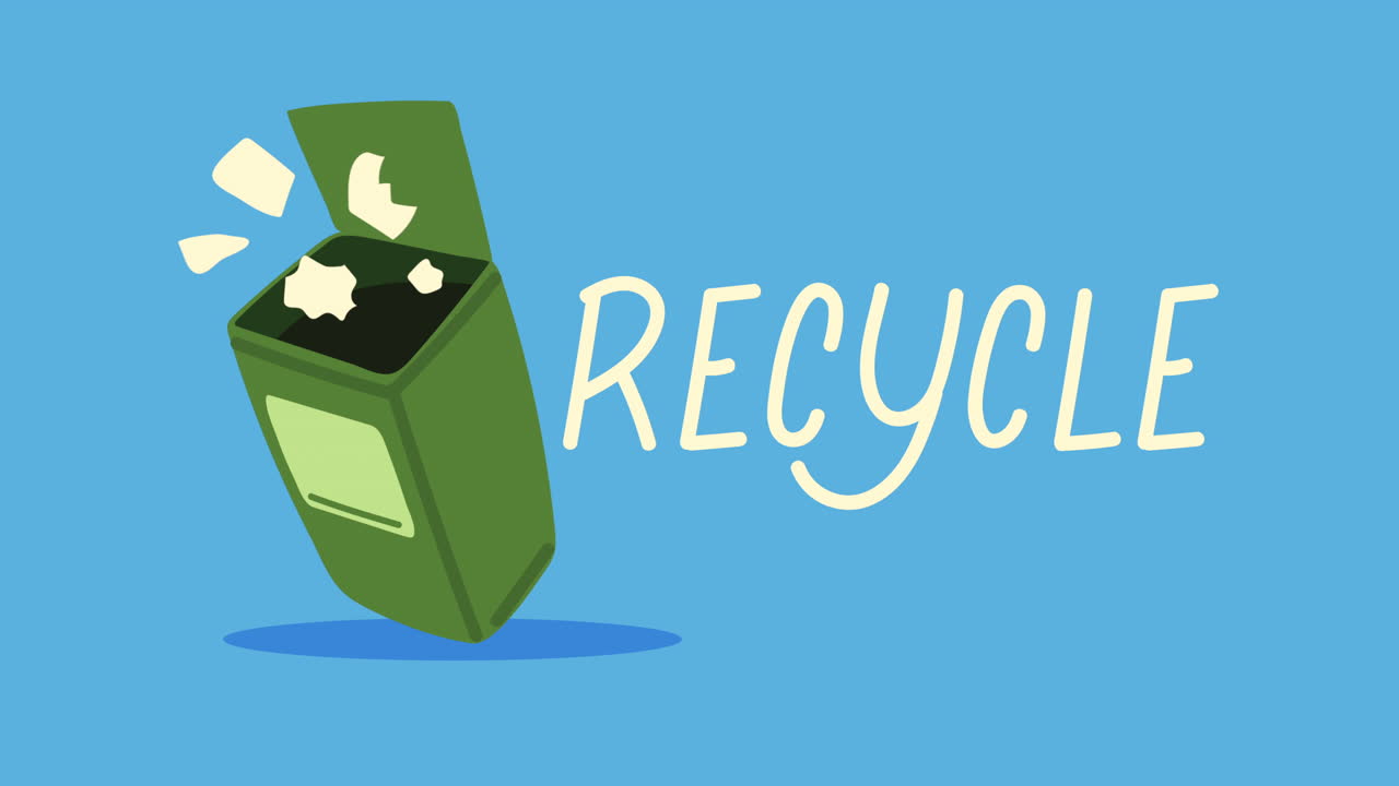 생태학 재활용 문자 및 쓰레기통