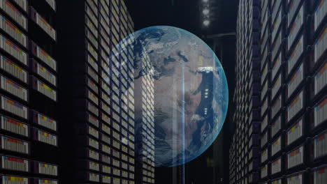 Animation-of-a-globe-against-computer-server-room