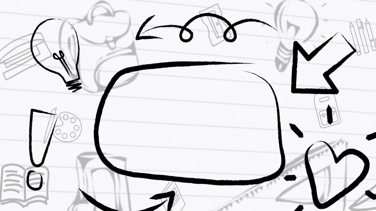 animación de iconos de artículos escolares sobre un fondo blanco