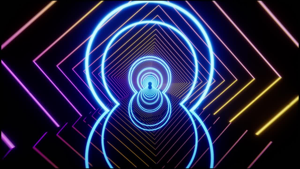 sfondo astratto al neon. raggi laser in movimento. progettazione di movimento generata dal computer. linee luminose animate