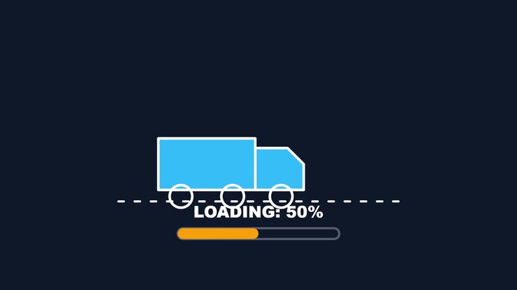 Animierter Ladebalken mit voranschreitendem LKW-Symbol