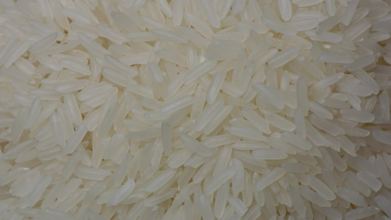 White rice rotating on turn table.