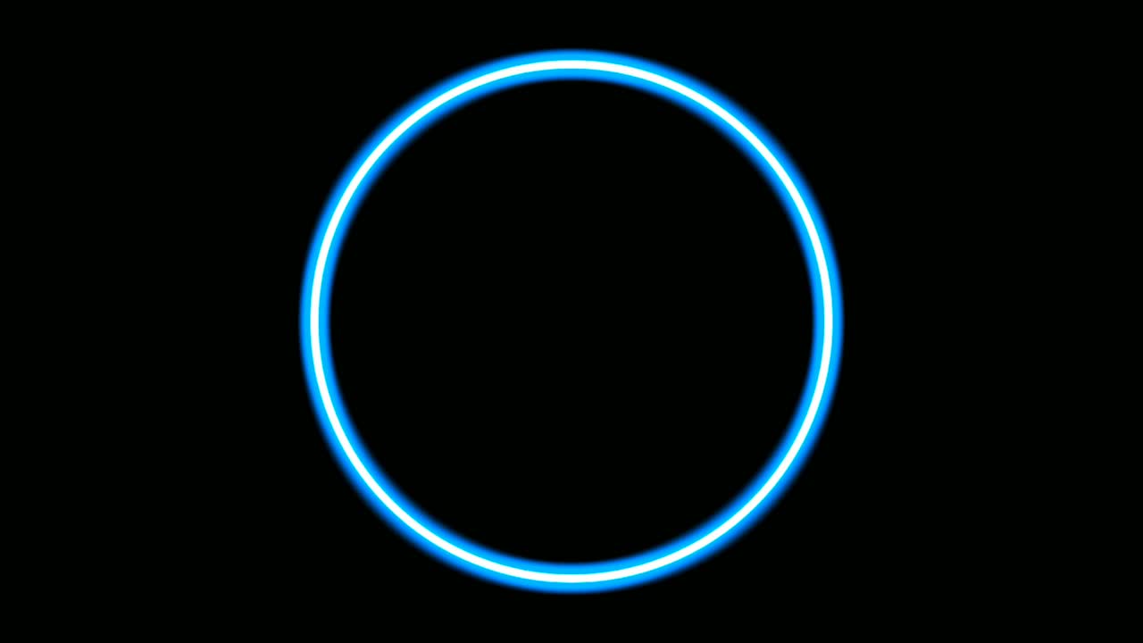 검정색 배경에 네온 빛 원 테두리 애니메이션