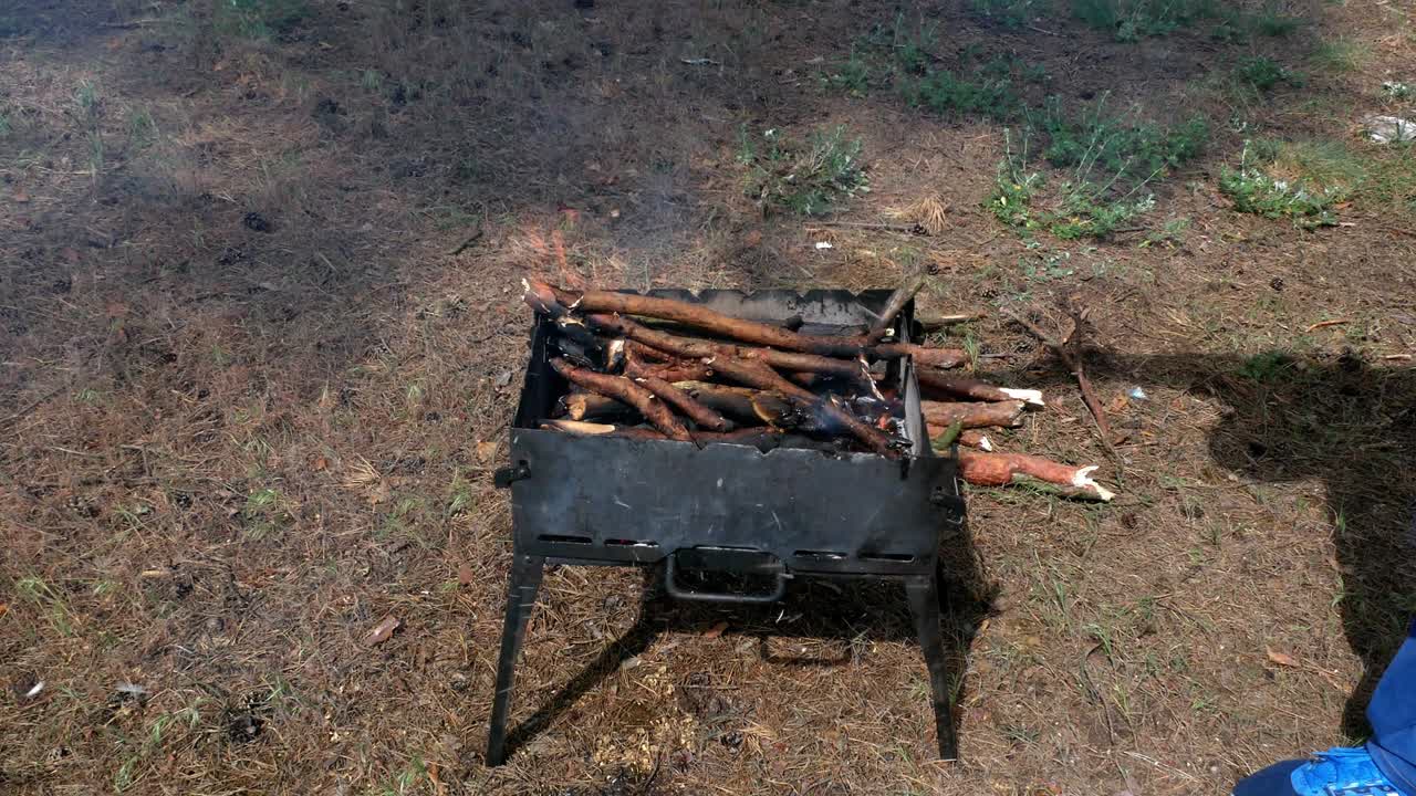 브라지어 바베큐 그릴 인 포레스트 4k