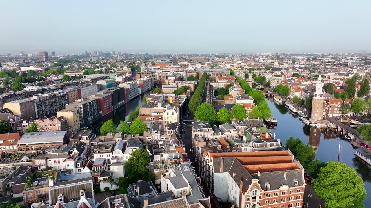 Amsterdam Cityscape with Canals and Historical Architecture