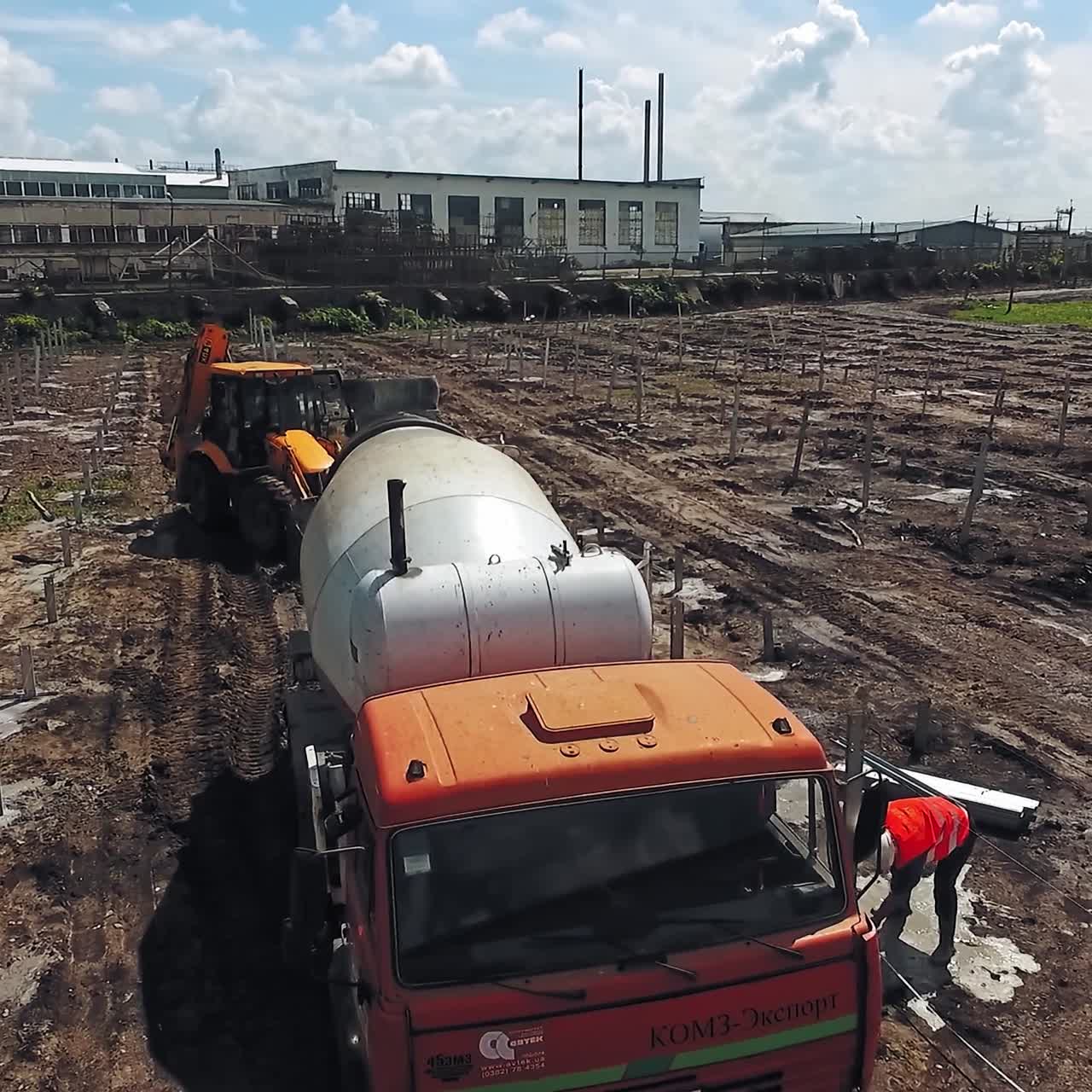 Machinery working on construction