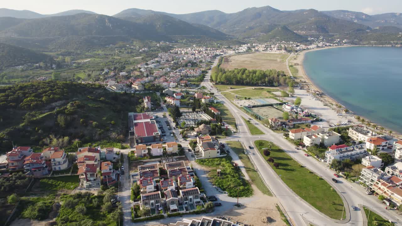 Nea Iraklitsa Kavala Greece, Aerial Point of Interest Shot of Developed Area with Vacation Houses