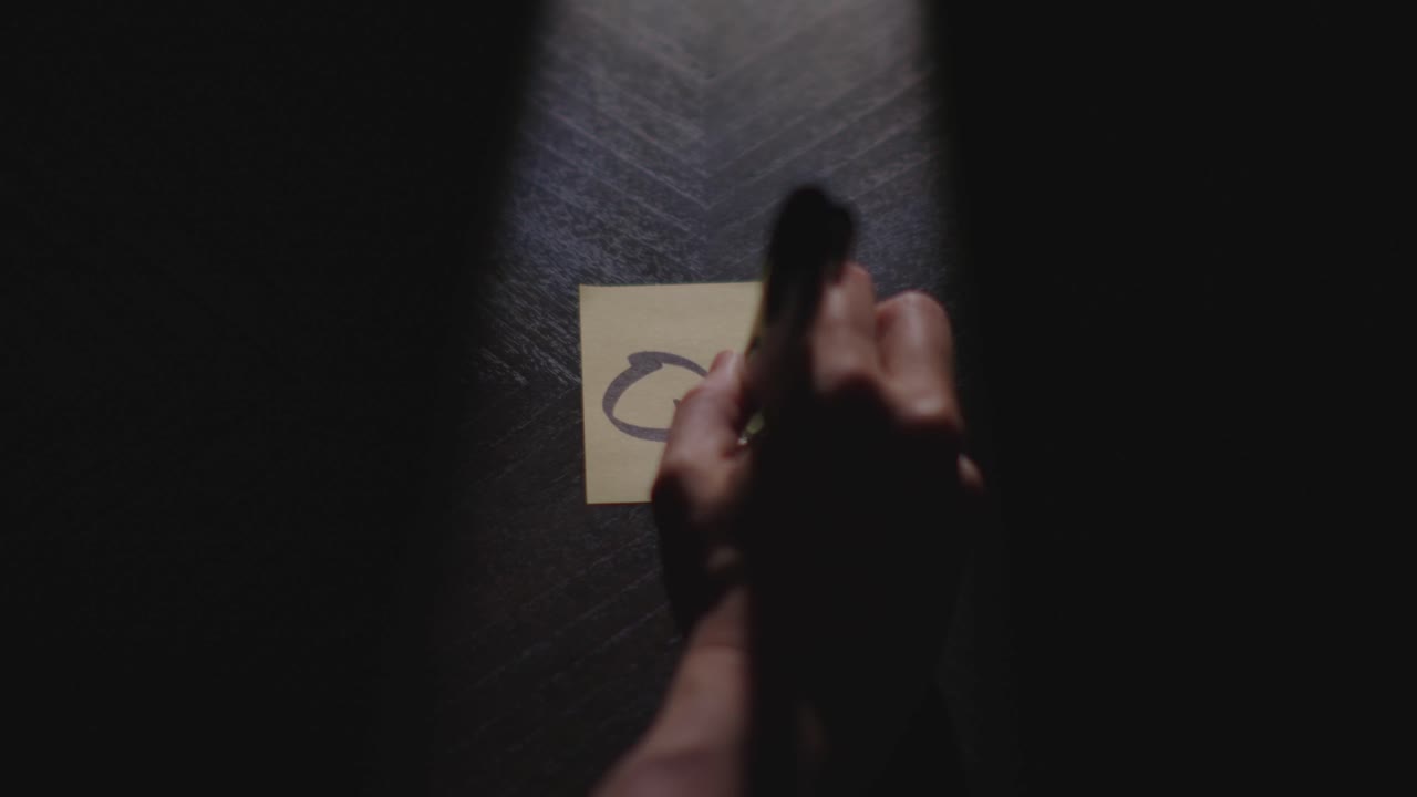 Q3 written on a Sticky Note with a sharpie and placed on a table under dramatic lighting