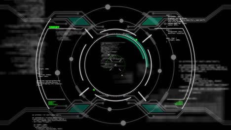 Animation-Von-Sucher-Und-Datenverarbeitung-Auf-Schwarzem-Hintergrund