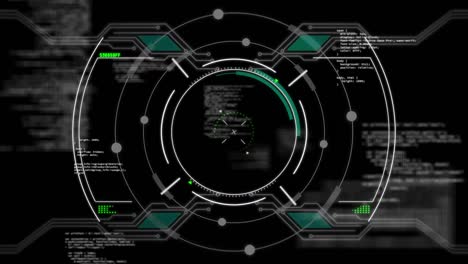 animación del visor y procesamiento de datos sobre fondo negro