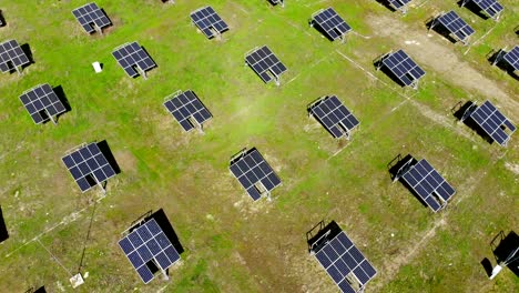 aerial view industrial photovoltaic solar units panels environment producing renewable green energy